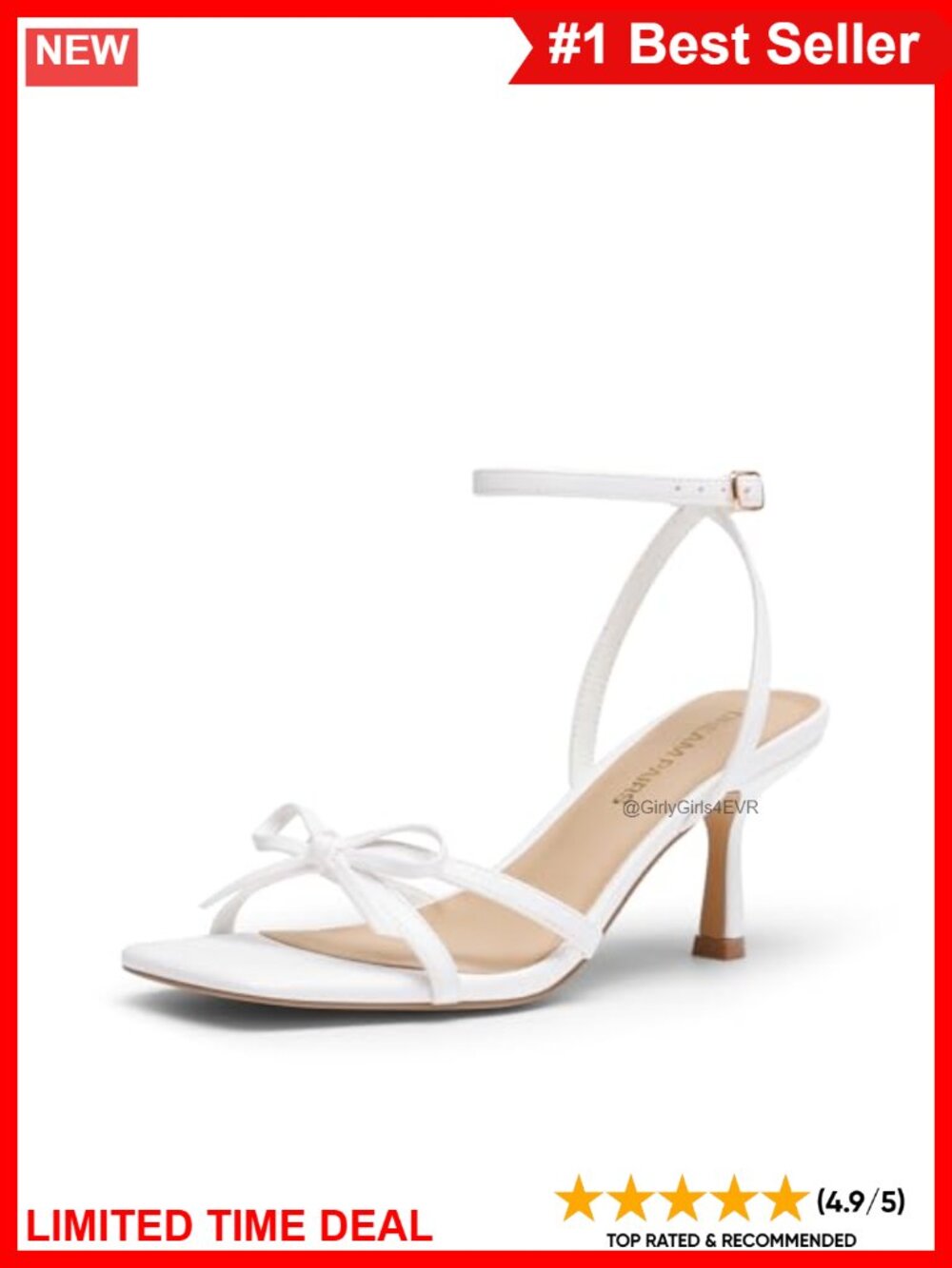 Bow Strappy Square Toe Kitten Heel Sandals Faux Leather Ankle Strap